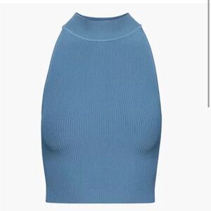 Aritzia Babaton Flagstone Blue Halter Sculpt Knit Top